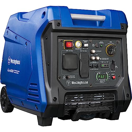 Westinghouse Outdoor Power Equipment 4500 Peak Watt Super Quiet Portable Inverter Generator, Remote Electric Start with Auto Choke, Wheel & Handle Kit, RV Ready, Gas Powered, Parallel Capable
