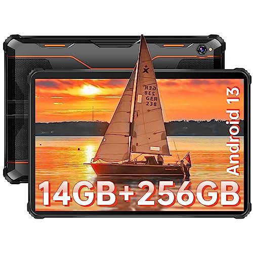 OUKITEL RT5 Rugged Android 13 Tablet 10.1 Inch FHD, 14GB+256GB 1TB Expandable Waterproof Tablet, 10000mAh Battery 33W Fast Charging Tablet PC, 16+16MP Camera, 4G Dual SIM+5G WiFi/OTG/GPS/T-Mobile