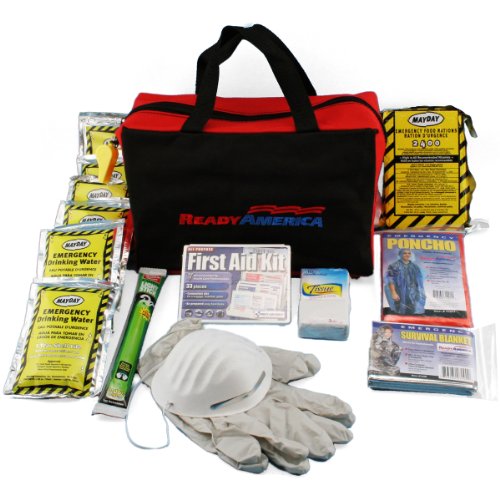 Ready America 72 Hour Emergency Kit, 1-Person, 3-Day Tote, Includes First Aid Kit, Survival Blanket, Emergency Food, Portable Disaster Preparedness Go-Bag for Earthquake, Fire, Flood