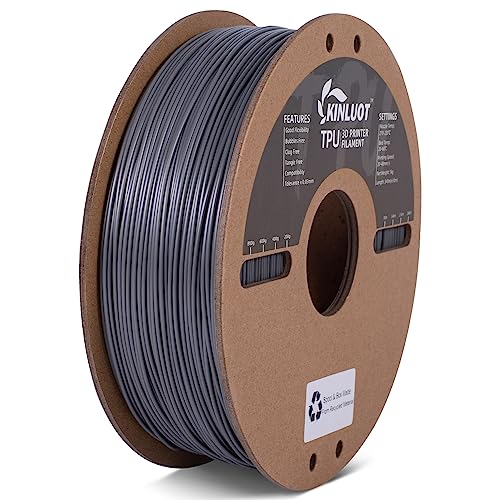 KINLUOT TPU Filament 1.75mm Flexible, Soft Gray TPU Filament 1.75mm, 1KG Cardboard Spool(2.2lbs), Vacuum Packaged Roll, Fit Most FDM 3D Printers