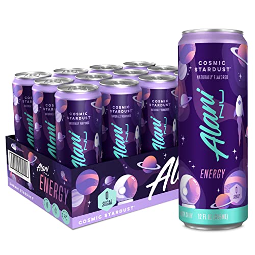 Alani Nu COSMIC STARDUST Sugar Free, Low Calorie Energy Drinks | 200mg Caffeine | Pre Workout Performance with Antioxidants | Biotin B Vitamins | Zero Sugar | 10 Calories | 12 Fl Oz Cans (12 Pack)