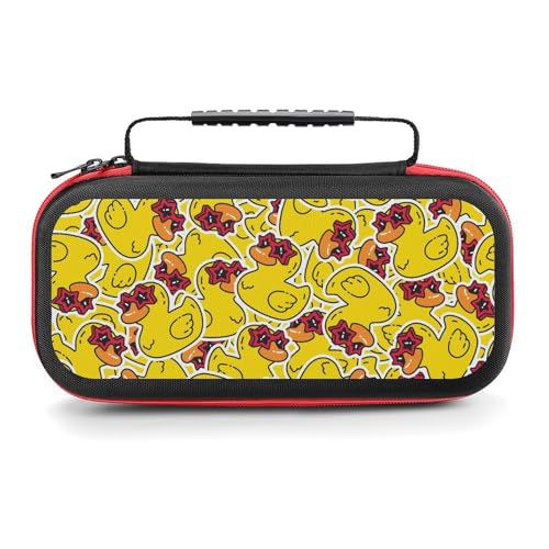 AoHanan Switch Carrying Case Rubber Duck Star Sunglasses Switch Game Case with 20 Games Cartridges Hard Shell Travel Protection Storage Case for Console & Accessories