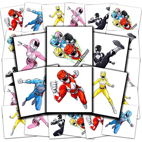 Power Rangers Tattoos Party Favors Bundle ~ 70+ Pre-Cut Individual 2' x 2' Power Rangers Temporary Tattoos for Kids Boys Girls (Power Rangers Party Supplies MADE IN USA)