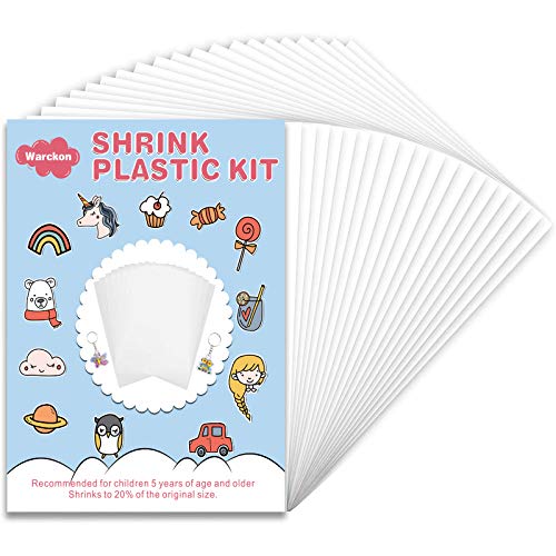 Warckon 24 Pieces Shrink Plastic Sheets, Shrink Art Paper Shrink Film Sheets Frosted Ruff n' Ready for Kids Creative Craft, Create Your Own Earrings, Necklace, Keychains (7.9 X 5.7 inch)