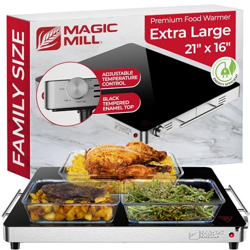 Magic Mill Extra Large Food Warmer for Parties | Electric Server Warming Tray, Hot Plate, with Adjustable Temperature Control, for Buffets, Restaurants, House Parties, Party Events (21' x 16')