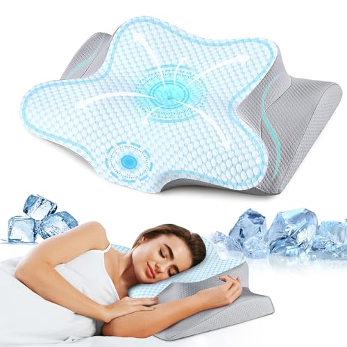 Neck Pillow Cervical Memory Foam Pillows for Pain Relief Sleeping, Contour Pillow for Shoulder Pain, Ergonomic Orthopedic Bed Pillow for Side, Back & Stomach Sleepers with Breathable Pillowcase