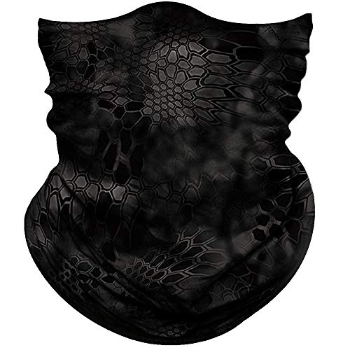 Obacle Face Mask for Sun Dust Wind Protection Breathable Seamless Face Mask Headband Bandana for Men Women Thin Neck Gaiter for Motorcycle Fishing Hunting Outdoor (Python Skin Black White)