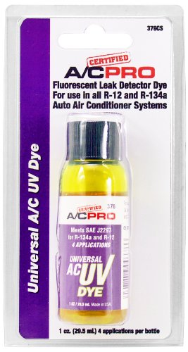 InterDynamics Certified A/C Pro Car Air Conditioner Leak Detector Dye, Detection UV Dye Detects Leaks in R-12 and R-134A Condition Systems, 1 Oz