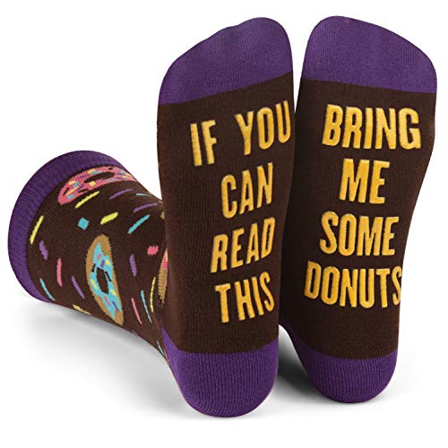 Lavley If You Can Read This, Bring Me... Funny Novelty Socks For Men and Women (US, Alpha, One Size, Regular, Regular, Donuts)