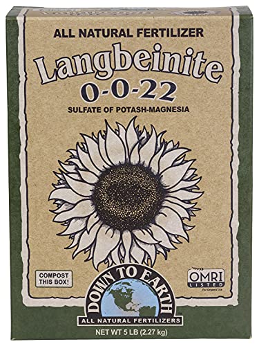 Down to Earth Organic Langbeinite Fertilizer Mix 0-0-22 Granules, 5 lb, Pack of 1