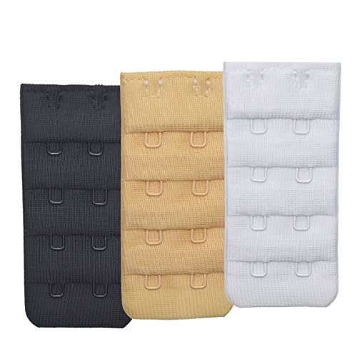 Ultra Soft Bra Extender Band Breathing Room 4 Rows Hook & Eye Extension Strap, 2 Hooks - 1/2 Inches Between Centers (3pcs/Pack), 3/4