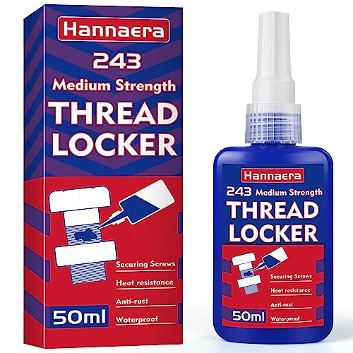 Thread Lock 1.69 Fl oz/50 ml Medium Strength 243, Lock & Seal Nuts, Bolts, Fasteners and Metals, Blue Threadlocker Against Losening and Leakage (50ml)