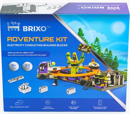 Dakott Conductive Chrome-Plated Building Bricks Kit for LegoCity Space Ride Amusement Truck. Compatible with 60313 Model- Not Including The Set.