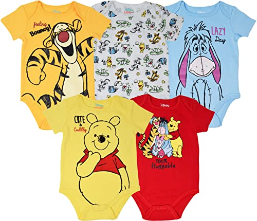 Disney Winnie the Pooh Infant Baby Boys 5 Pack Bodysuits 12 Months