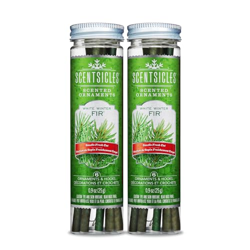 Scentsicles White Winter Fir Scented Christmas Tree Ornaments - 2 Bottles (12 Sticks Total)