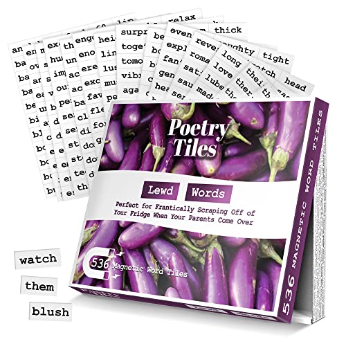Poetry Tiles - 536 Really Dirty Words Refrigerator Magnets for Adults - Sexy Word Magnets & Funny Magnets for Adults - Make Refrigerator Poems and Stories with Funny Fridge Magnets Adult Themed Kit