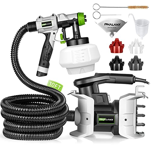PHALANX 700W Electric Paint Sprayer with 10FT Air Hose, 1200ML, 4 Nozzles, 3 Patterns, Paint Sprayer for House Painting Home Interior & Exterior Walls, Ceiling, Fence, Cabinet