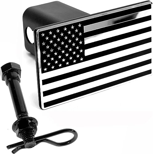 eVerHITCH US American Black & Chrome Flag Emblem Trailer Metal Hitch Cover Fits 2' Receivers