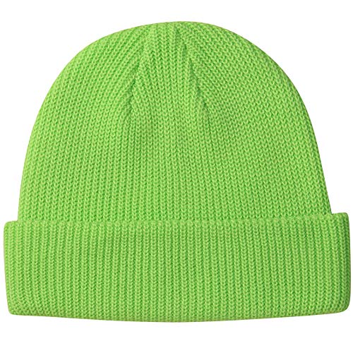 Paladoo Warm Knit Cuff Beanie Cap Daily Beanie Hat for Men (Lime Green)