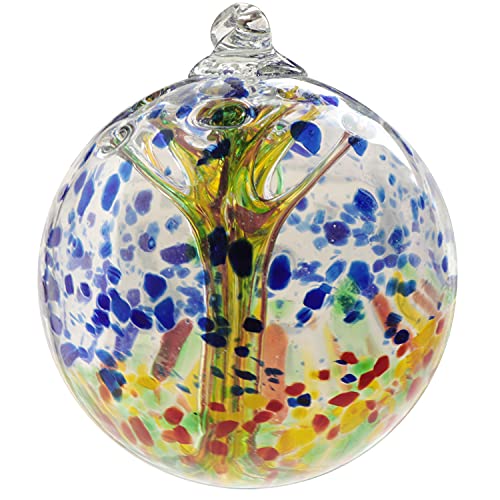 Kunjocy Indoor/Outdoor Decorative Ball Hanging Glass Gazing Globe Yard Decoration 6 Inch Home Garden Décor (6 Inch, A)