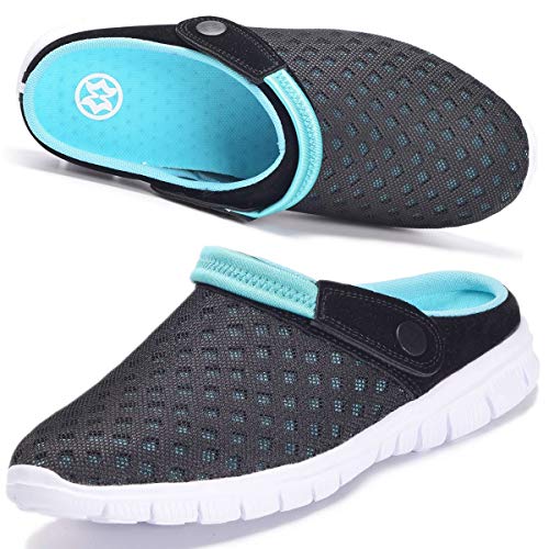 Hsyooes Garden Shoes for Mens Mules & Clogs Womens Mesh Slippers Non-Slip Sandals Blue,10 Women/7.5 Men,Label Size 41