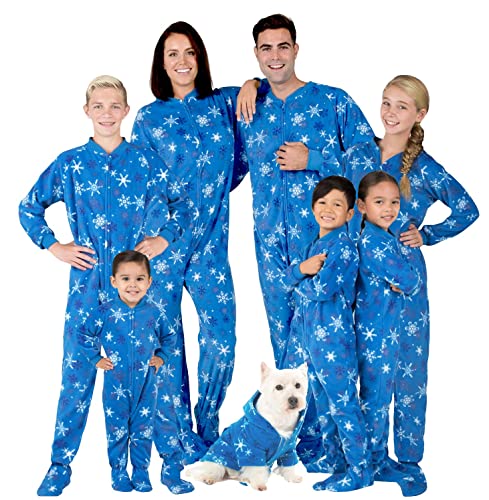 Footed Pajamas - Family Matching Snow Blizzard Day Onesie for Boys, Girls, Men, Women and Pets - Adult - Medium (Fits 5'8-5'11')