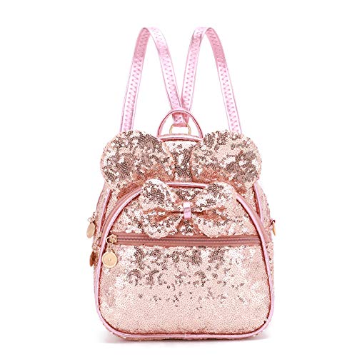 KL928 Girls Bowknot Polka Dot Cute Mini Backpack Small Daypacks Convertible Shoulder Bag Purse for Women (Fluorescent Pink-01)
