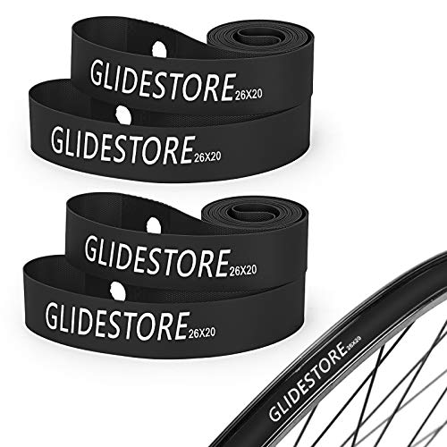 GLIDESTORE 4 Pack Bicycle Rim Strip Rim Tape for Road Bike MTB Mountain Bike Tube Protector Wheel Liner (26' x 20mm) - Color Black
