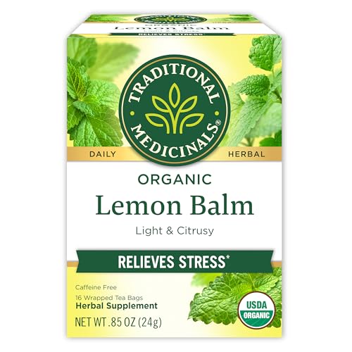 Traditional Medicinals Tea, Organic Lemon Balm, Calms Nerves & Supports Digestion, 16 Tea Bags