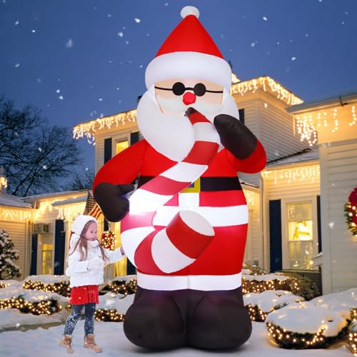 COMIN 8FT Christmas Inflatables Outdoor Decorations, Blow Up Inflatable Santa Claus Play Saxophone with Built-in LEDs for Christmas Indoor Outdoor Yard Lawn Garden Decorations