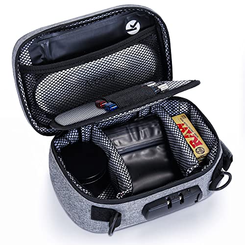 KIBAGA Discrete Smell Proof Odorless Bag With Easy Use Combination Lock - The Perfect Storage Container, Medicine Bag, And Organizer Case For Your Accessories That Blocks Out Smells And Strong Odors