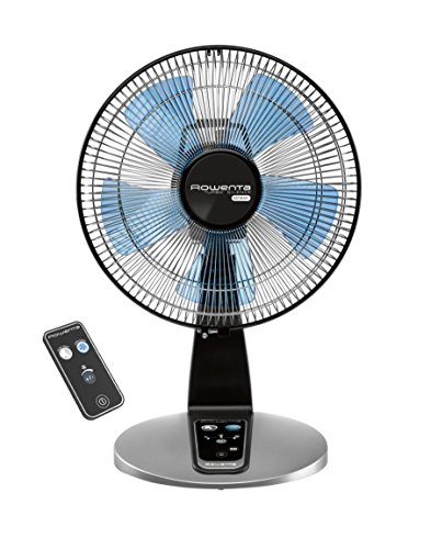 Rowenta Turbo Silence Table Fan with Remote 18 Inches Ultra Quiet Fan Oscillating, Portable, 5 Speeds, Indoor VU2660, Black