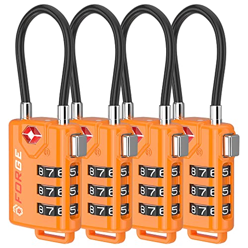 TSA Approved Cable Luggage Locks, Re-settable Combination with Alloy Body