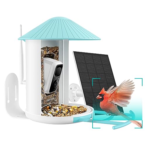 NETVUE Birdfy AI - Smart Bird Feeder with Camera + Solar Panel, Free AI Forever, Auto Capture & Identify 6000+ Bird Species, Bird Videos for Birdwatching, Ideal Gift for Bird Lover