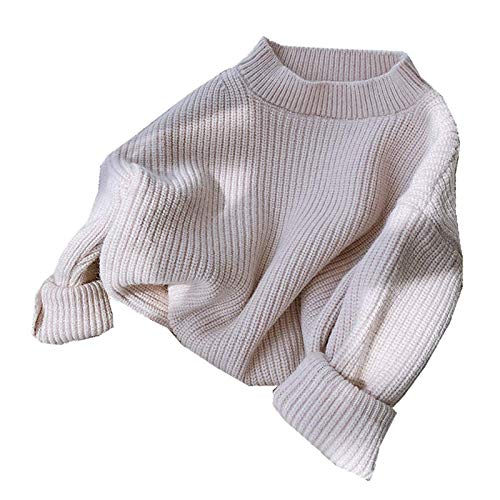chengchuang Newborn Baby Girls Boys Sweatshirt Blouse Pullover Knit Sweater Warm Crewneck Long Sleeve Tops for Infant Toddler (A-Cream White, Age 18-24 Months)