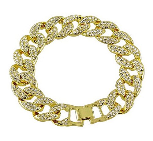 Big Dawgs Bling Mens Hip Hop Iced CZ 14K Gold Plated 16mm Cuban Link Bracelet 8.5'