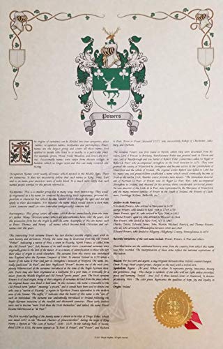 Mr Sweets Eon Coat of Arms, Crest & History 11x17 Print - Name Meaning, Genealogy, Family Tree Aid, Ancestry, Ancestors, Namesakes - Surname Origin: French France