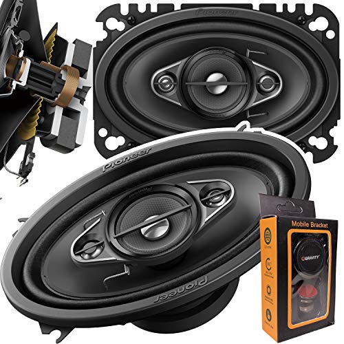Pair of Pioneer TS-A4670F 210W Max (30W Rms) A-Series 4' X 6' 4-Way Coaxial Speakers - 2 Speakers + Gravity Magnet Phone Holder