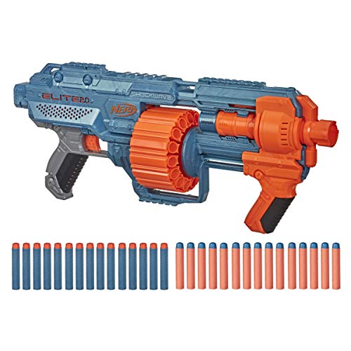 NERF Elite 2.0 Shockwave RD-15 Dart Blaster, 30 Nerf Elite Darts, 15-Dart Rotating Drum, Kids Outdoor Toys for 8 Year Old Boys & Girls and Up