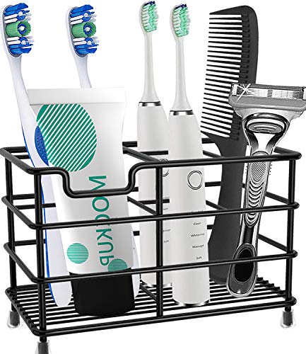 HYRIXDIRECT Toothbrush Holders for Bathrooms Stainless Steel Rustproof Electric Toothbrush Holder Toothpaste Organizer Tooth Brush Storage Stand