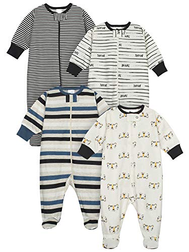Onesies Brand baby boys 4-pack 'N Plays Footies and Toddler Sleepers, Tiger Blue, 0-3 Months US