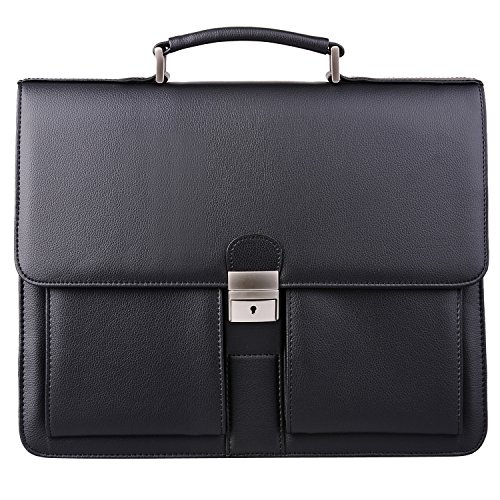 Jack&Chris Mens New PU Leather Attache Briefcase Traditional Messenger Lawyer Bag, MBYX015