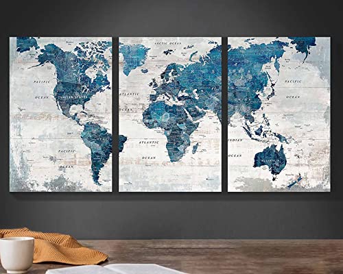 Elixart Wall Art for Living Room Office Wall Decor Pictures for Bedroom World Map Art Large Kitchen Decor 48'X24' Motivational Painting for Dining Room Wall Decorations