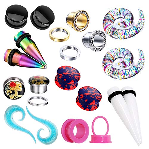BodyJ4You 18PC Ear Stretching Random Kit 12mm (1/2') - Assorted Acrylic Tapers Plugs Tunnels - Stainless Steel Acrylic Silicone - Stretchers Expanders Eyelets