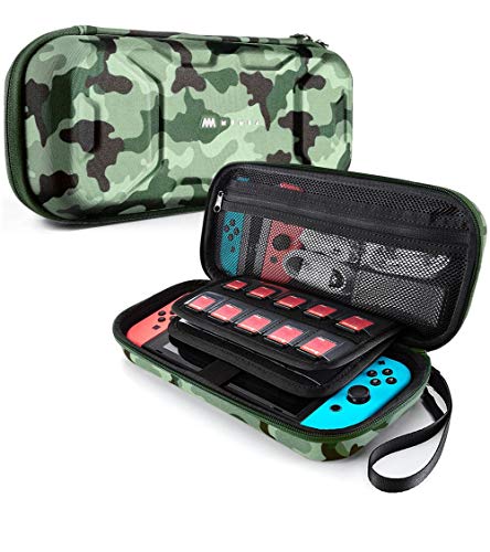Mumba Carrying Case for Nintendo Switch OLED Model 2021/Switch 2017, Deluxe Protective Travel Carry Case Pouch for Nintendo Switch Console & Accessories [Dual Protection] [Large Capacity] (Camouflage)