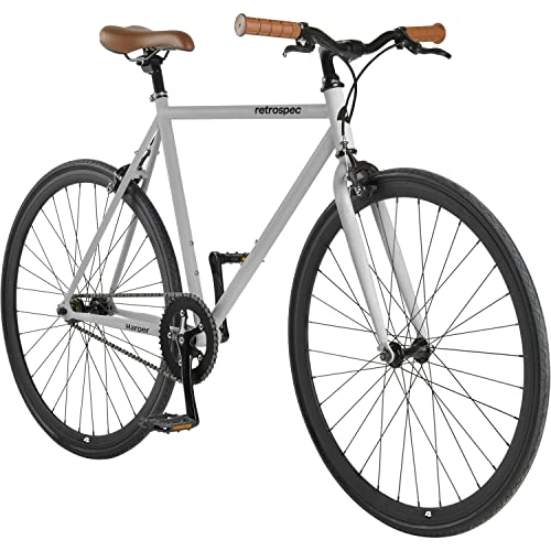 Retrospec Harper Single Speed Fixie-Style Bike Urban Commuter Bicycle with Coaster Brake, Flip Flop Hub, 700x28C Tires and High Tensile Steel Frame for Commuting, Cruising - Slate 53cm, m