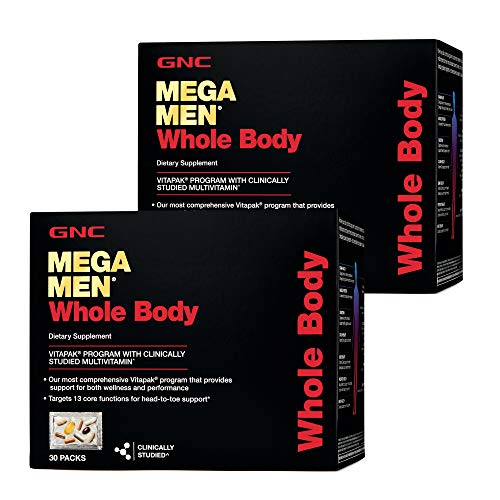 GNC Mega Men Whole Body Vitapak | Supports Wellness and Performance | Twin Pack (2 x 30 Count)