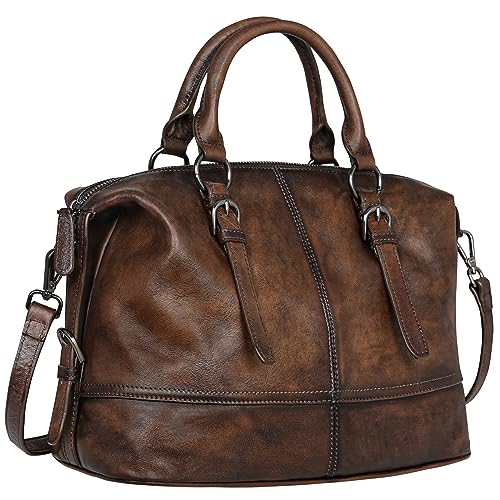 HESHE Leather Shoulder Bags Purses for Women Tote Top Handle Bags Ladies Crosss-body Handbags (Coffee)