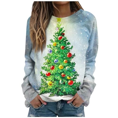 YLDBWDX Christmas Costume Adult Women Ugly Christmas Sweaters Long Sleeve Tees For Women Christmas Costume Adult Women Graphic Crewneck Sweatshirt Christmas Outfits For Women 2023 Ugly Christmas