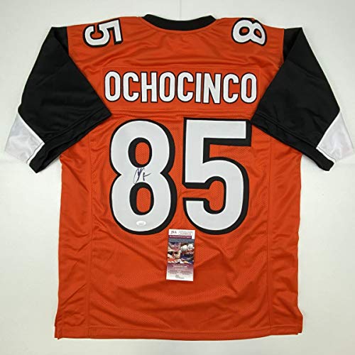 Autographed/Signed Chad Ochocinco (Johnson) Cincinnati Orange Football Jersey JSA COA